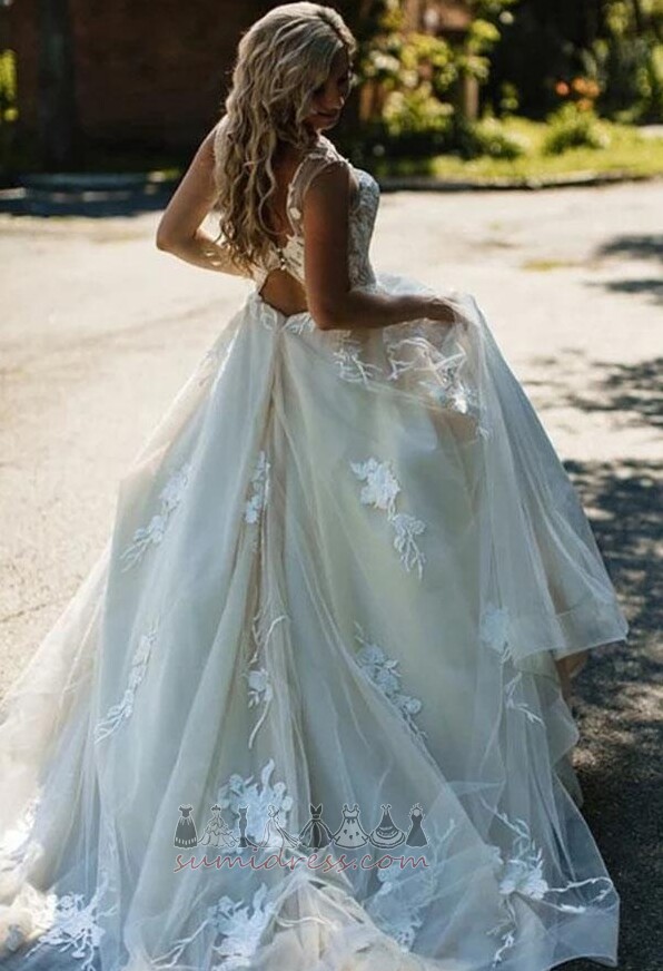 драпіровані V-подібним вирізом природні Талія сад Елегантний Весільна сукня