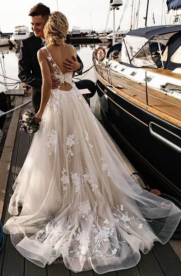 драпіровані V-подібним вирізом природні Талія сад Елегантний Весільна сукня