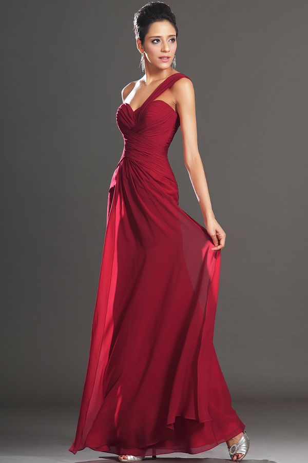 Dugo Kompozitni šifon Rubin Prirodne struka Korice Elegantan Večernja suknja