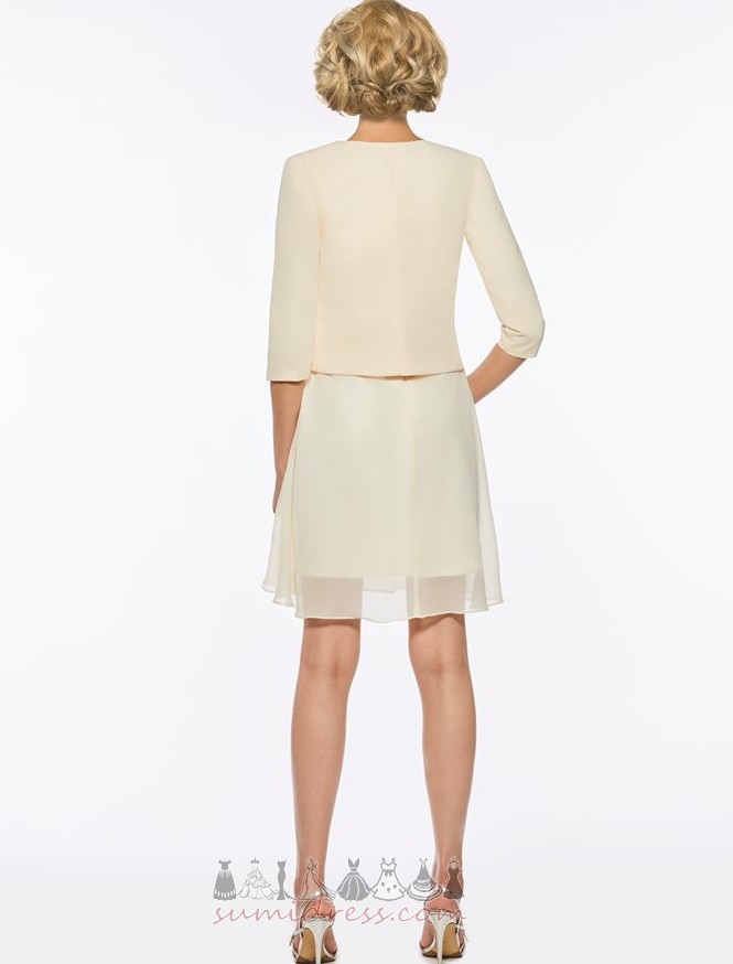 Elegant 3/4 Length Sleeves Lace Overlay Jewel Medium A-Line Mother Dress