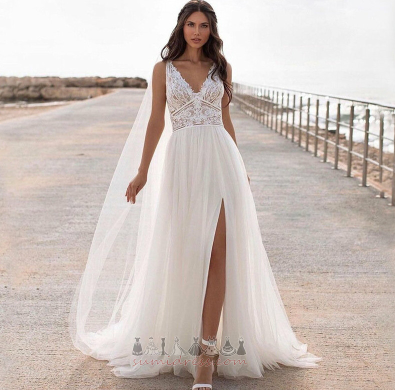 Elegant A-Line Floor Length Backless Sleeveless Pear Wedding Dress