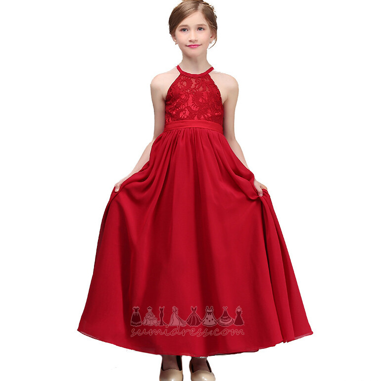 Elegant A-linjeformat Juvel Bröllop Nyckelhål Ärmlös liten flicka klänning