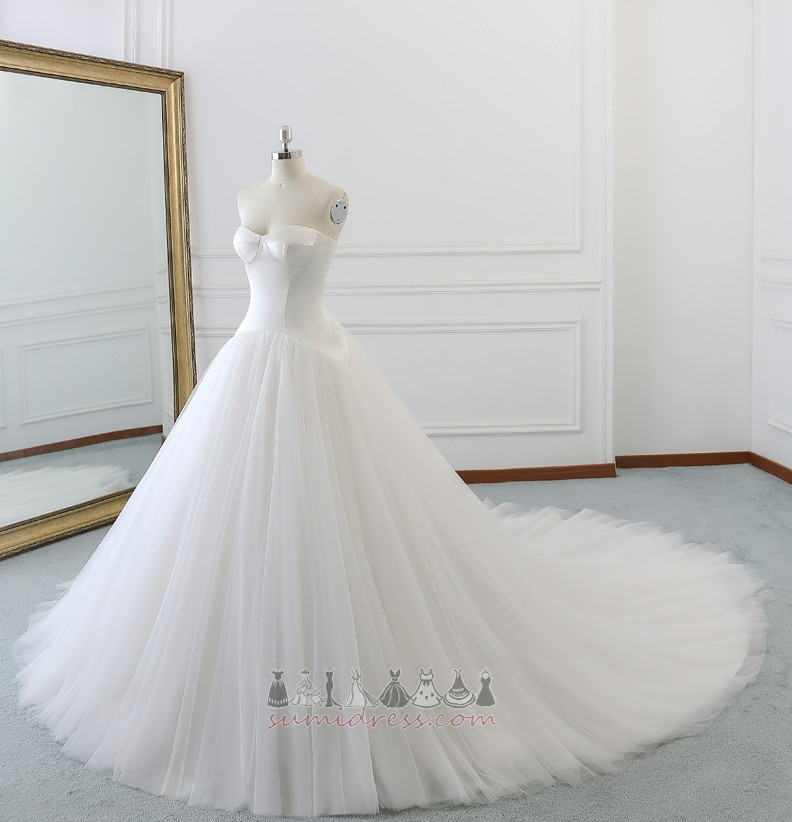 Elegant Court Train Long Draped Sweetheart Lace-up Wedding gown