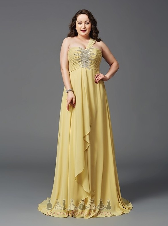 Elegant Floor Length Draped Chiffon Natural Waist A-Line Evening gown