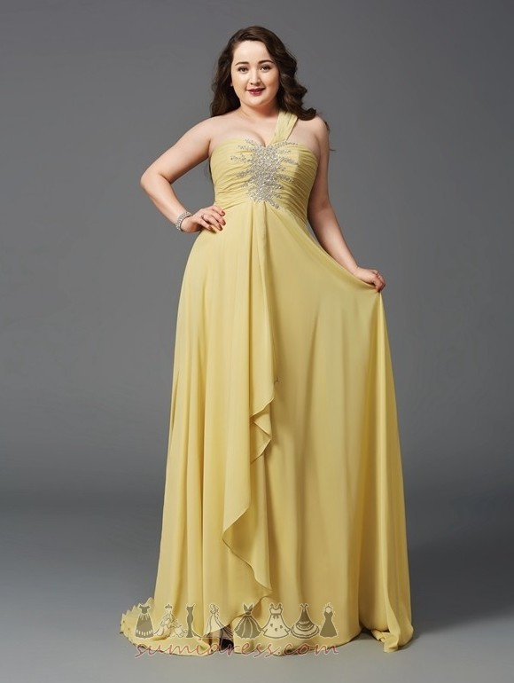Elegant Floor Length Draped Chiffon Natural Waist A-Line Evening gown