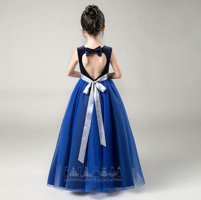 Elegant Floor Length Jewel A-Line Inverted Triangle Natural Waist Flower Girl Dress