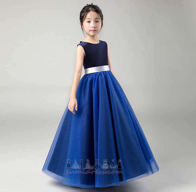 Elegant Floor Length Jewel A-Line Inverted Triangle Natural Waist Flower Girl Dress