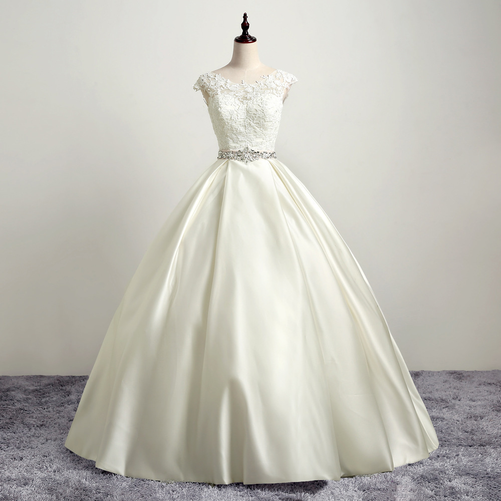 Elegant Floor Length Ruched Bateau Medium Natural Waist Wedding Dress
