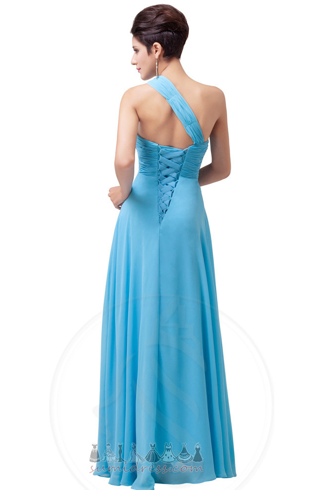 Elegant Floor Length Sleeveless Sweep Train Lace-up A-Line Gathering Dress