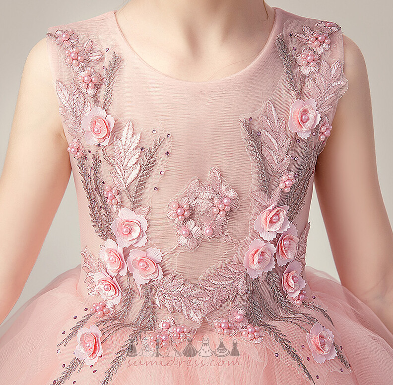 Elegant Hemline Asymmetrical Zipper Up Natural Waist Flowers Communion Dress