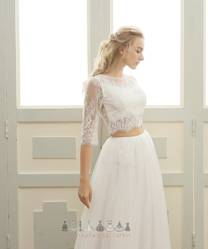 Elegant Jewel Beach 3/4 Length Sleeves Ankle Length Summer Wedding Dress