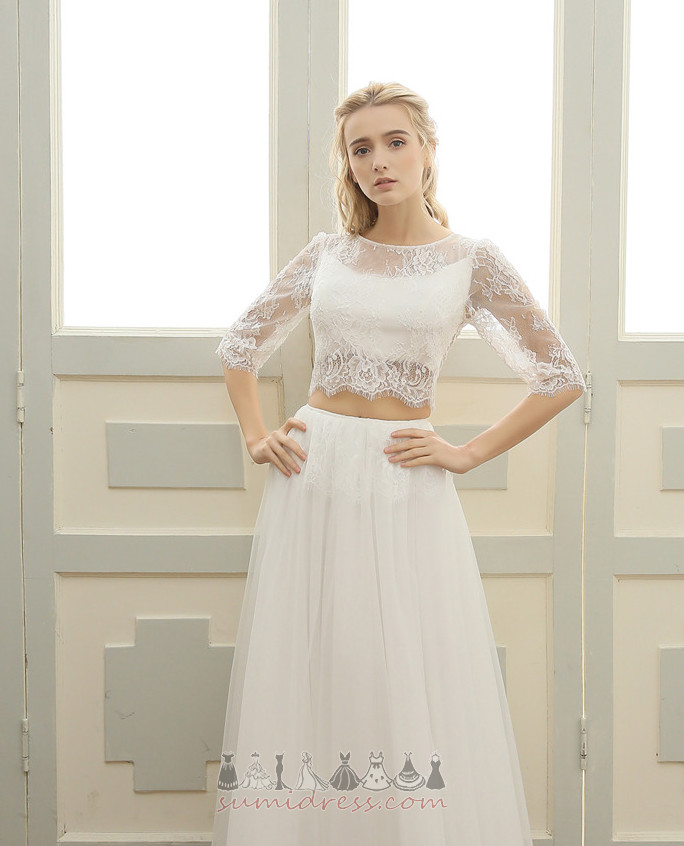 Elegant Jewel Beach 3/4 Length Sleeves Ankle Length Summer Wedding Dress