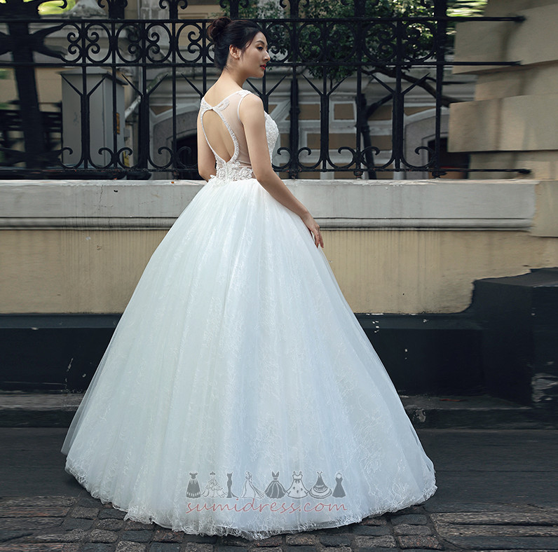 Elegant Jewel Medium Keyhole Back Lace Overlay Sleeveless Wedding gown