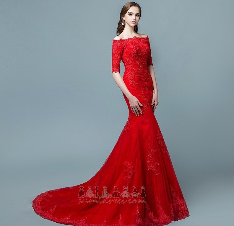 Elegant Lace Overlay Half Sleeves Lace Lace-up Beach Wedding Dress