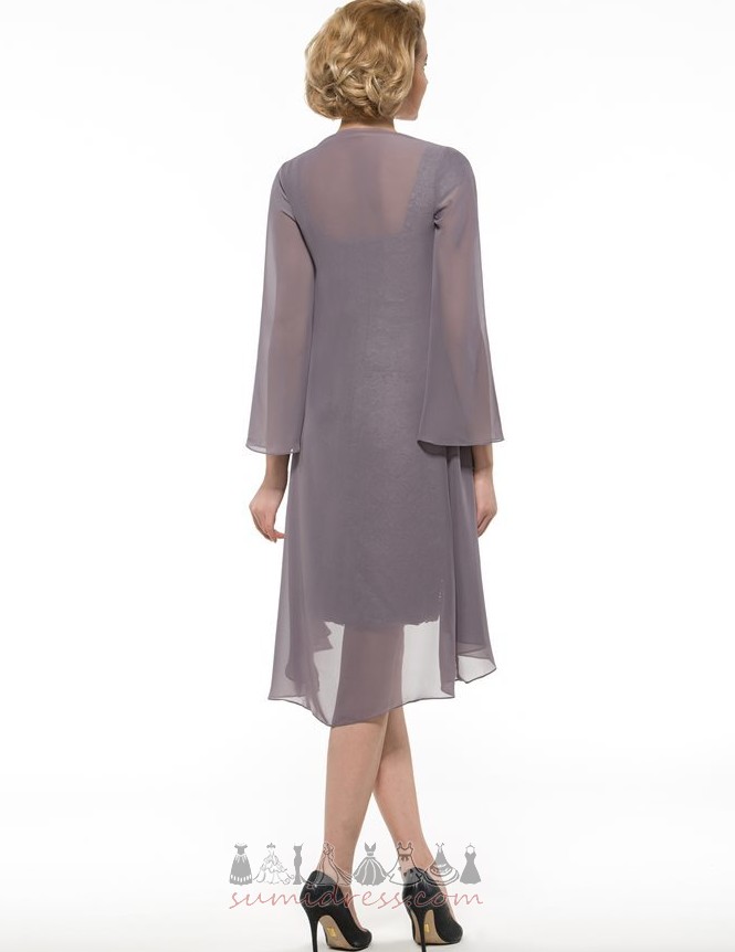 Elegant Lace Overlay Wide Straps Backless Knee Length Medium Mother Dress