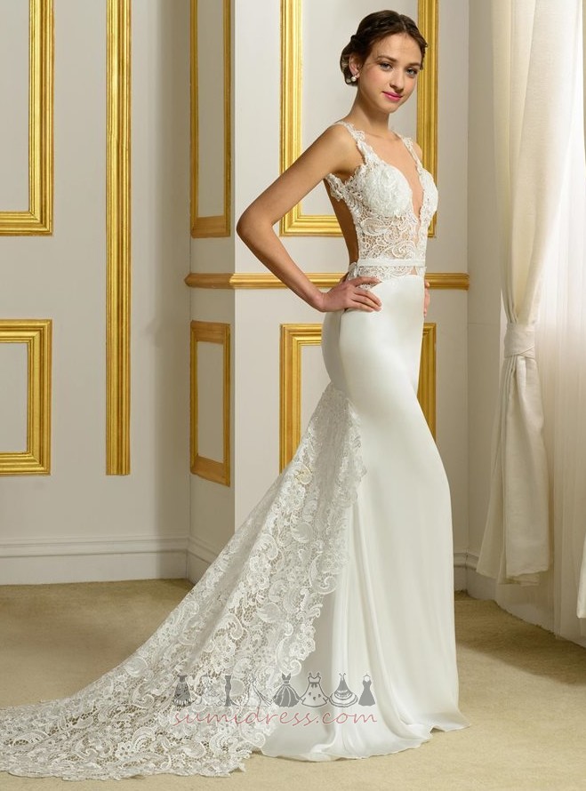 Elegant Long Beach Backless V-Neck Sleeveless Wedding gown