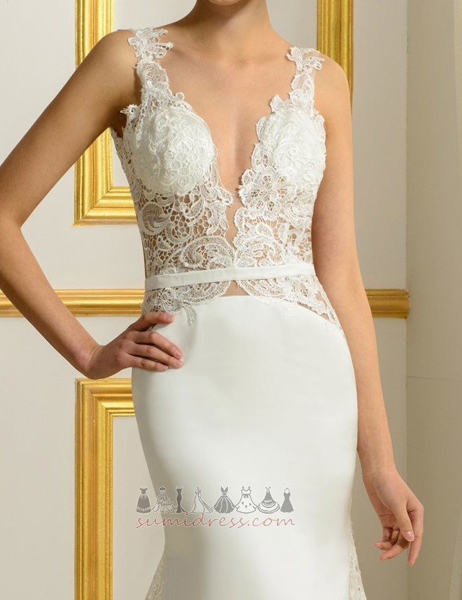 Elegant Long Beach Backless V-Neck Sleeveless Wedding gown