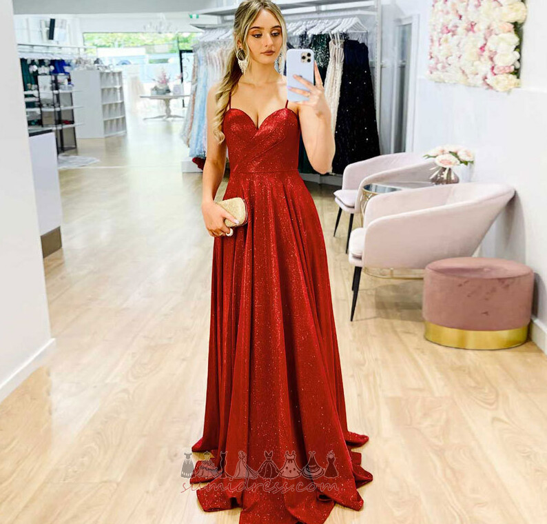 Elegant Long Spring Sale banquet Spaghetti Straps Evening gown
