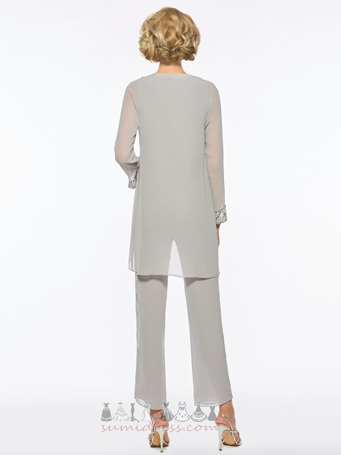 Elegant Medium Fotled längd T-shirt ärm Höst Chiffong Mor klänning