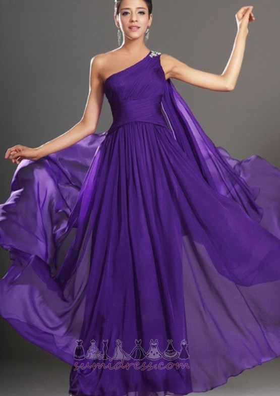 Elegant Mid Tilbage Uden ærmer Naturlig Talje Plisseret kjole A-linje Aften kjole