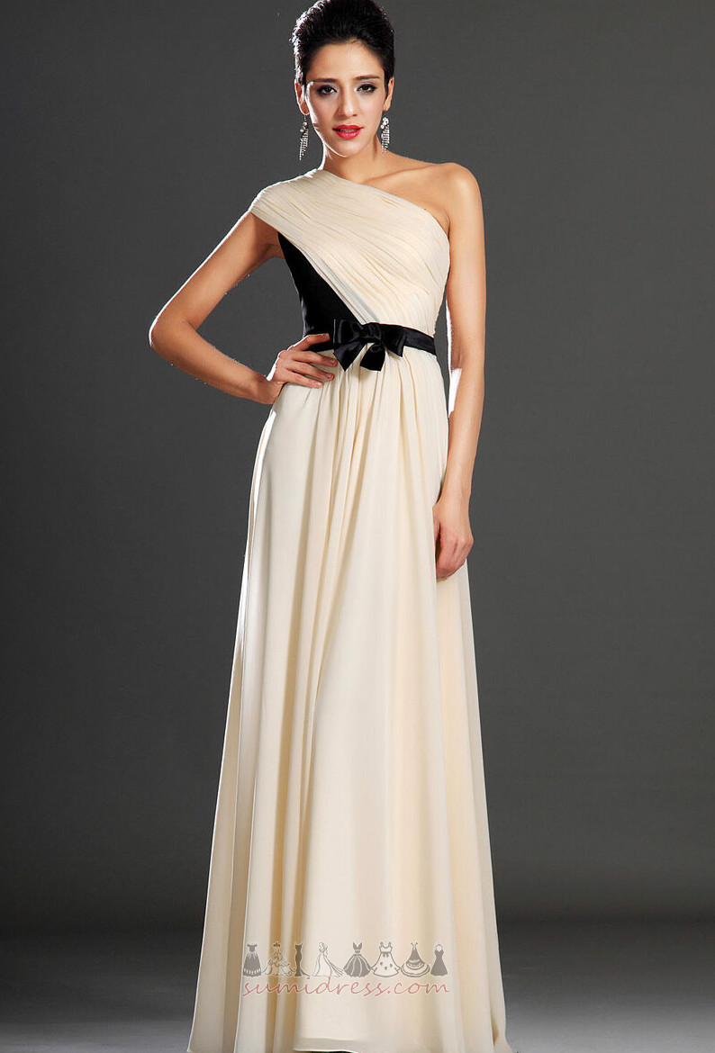 Elegant Natural Waist Asymmetrical Sleeves Tight Ribbons Accented Bow Evening Dress