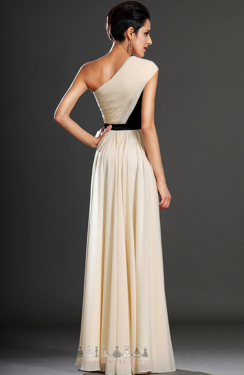 Elegant Natural Waist Asymmetrical Sleeves Tight Ribbons Accented Bow Evening Dress