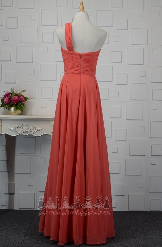 Elegant One Shoulder Chiffon Sleeveless Natural Waist Accented Rosette Evening Dress