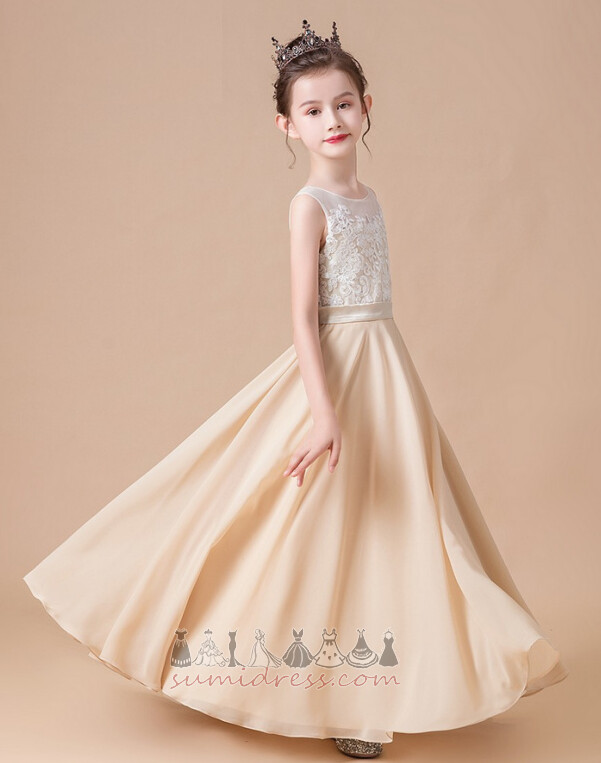 Elegant Sommer Jewel Collar Medium A-linje nøglehullet Blomst pige kjole