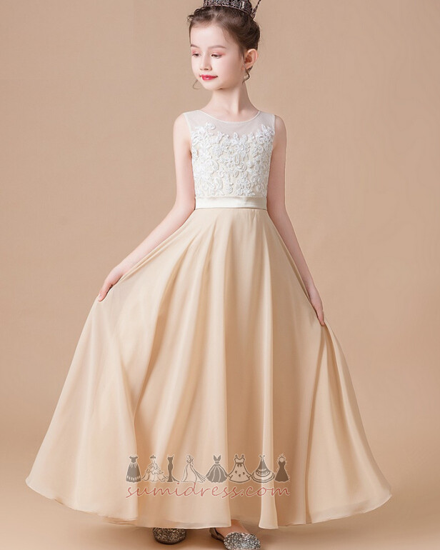 Elegant Sommer Jewel Collar Medium A-linje nøglehullet Blomst pige kjole