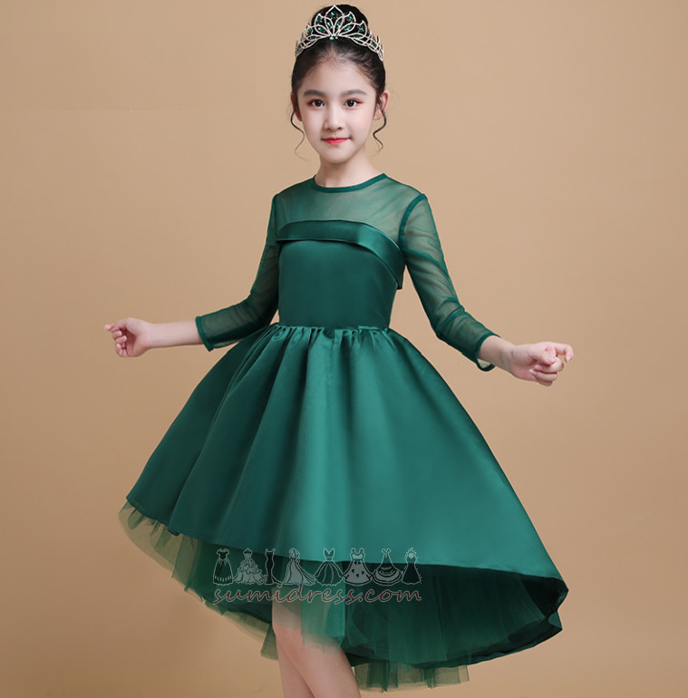 Elegant T-shirt Hemline Asymmetrical Asymmetrical Jewel Winter Flower Girl Dress