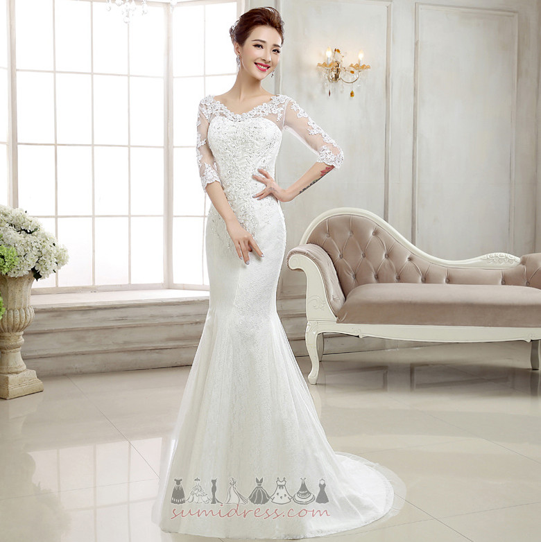 Elegant Tulle Tulle Overlay Chapel Train Beading Mermaid Wedding Dress
