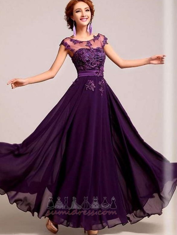 Elegant Zipper Up A Line Chiffon Draped Ankle Length Evening gown
