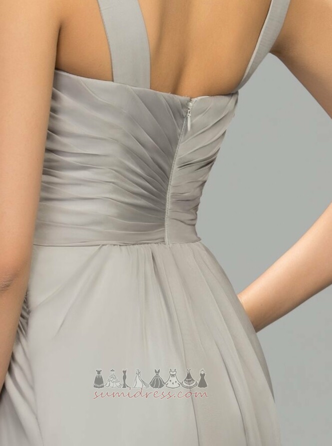 Elegant Zipper Up Floor Length Pear Sweep Train Asymmetrical Evening Dress