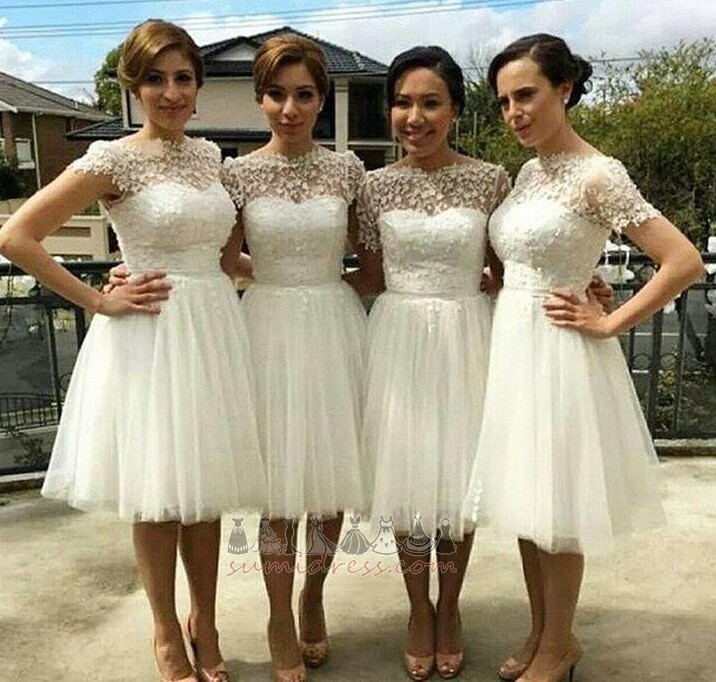Elegante A-Lijn Huwelijk Juweel Mouwloos Gedrapeerd Bruidsmeisje jurk