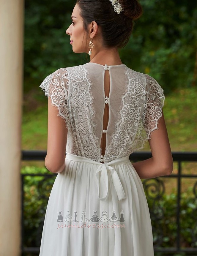 Elegante A-Linie Herbst Chiffon Applike Garten Hochzeitskleid