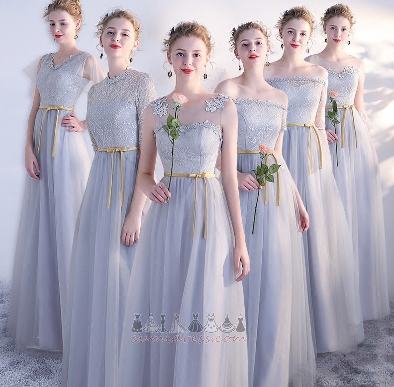 Elegante Draped Lang Halvlang Usynlig ermer A-formet Brudepike kjole