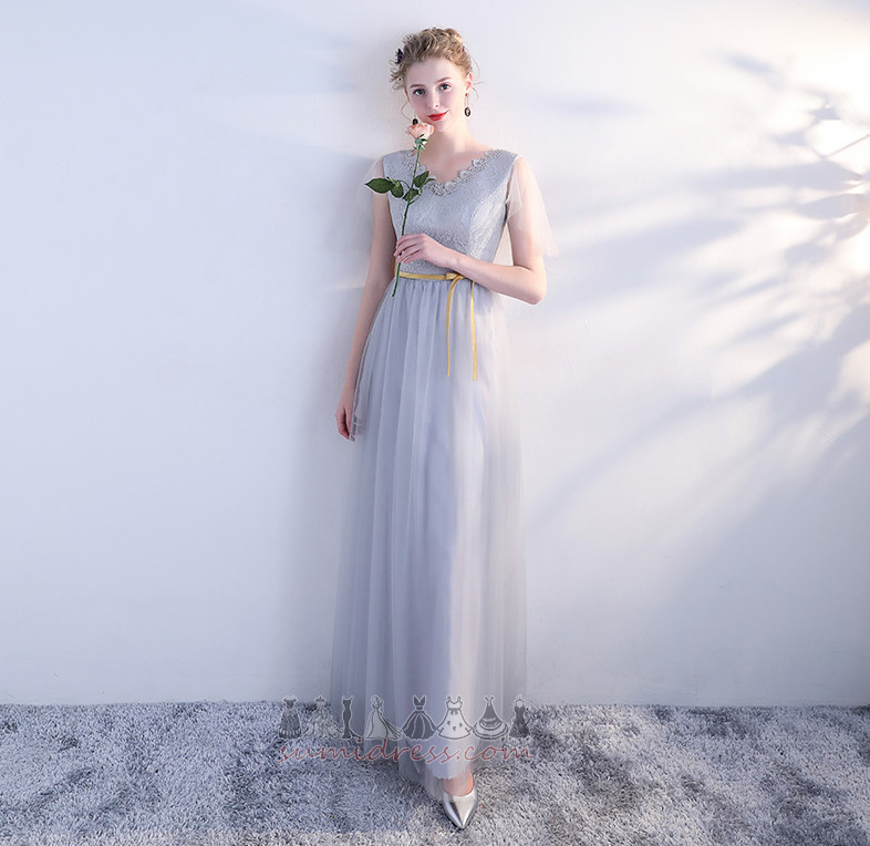Elegante Draped Lang Halvlang Usynlig ermer A-formet Brudepike kjole