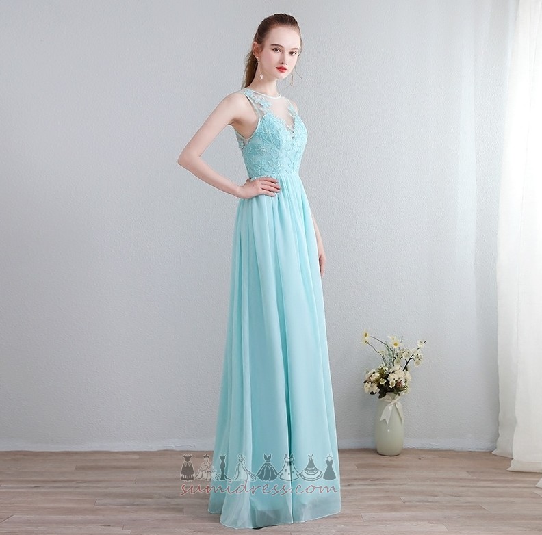 Elegante Natuurlijk Kant Overlay Kant A-Lijn Vloer Lengte Bruidsmeisje jurk