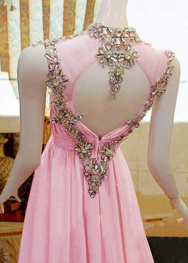Elegante Uten Ermer Chiffon Våren Dronning Anne Natural Midje kvelds kjole