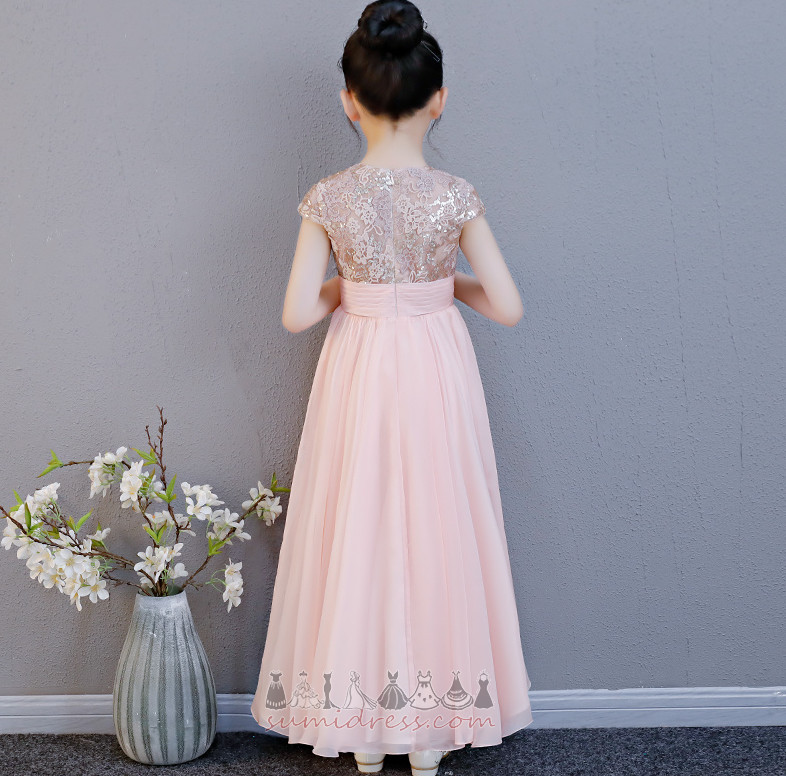 Elegantiškas Błyskotka Gamtos juosmens Pavasarį Šifonas Kulkšnies ilgio Gėlių mergaitė suknelė