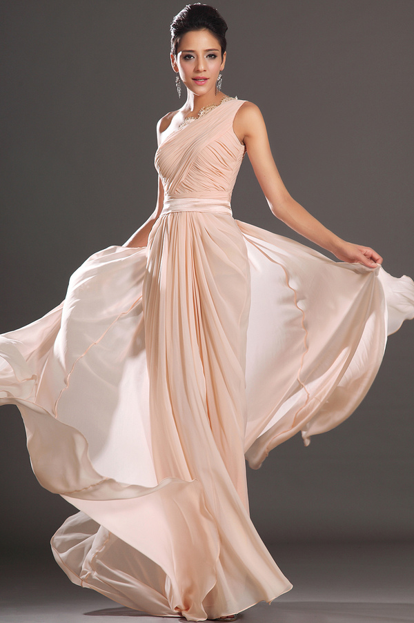 Elegantiškas Composite Chiffon Vienas iš peties Berankovis Akių audinio Keltas suknelė