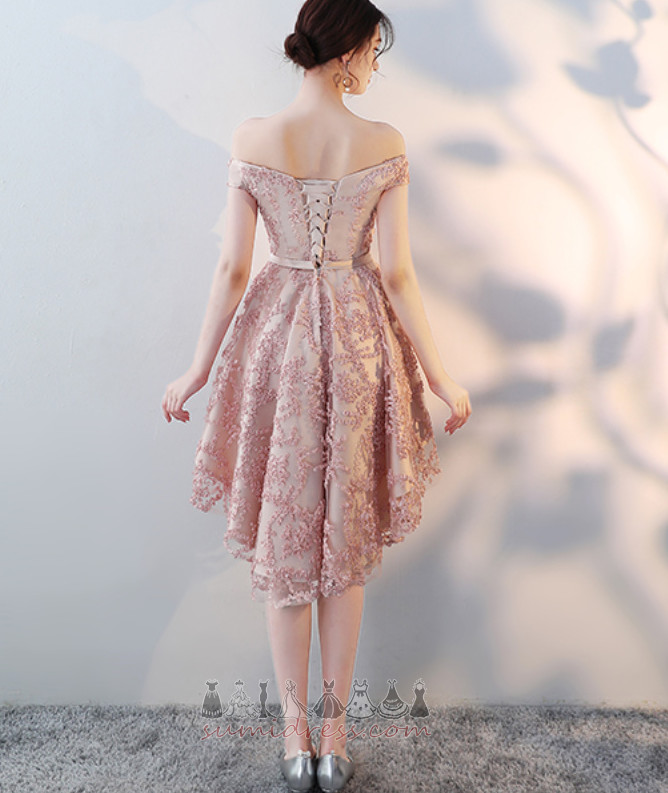 Elegantiškas Nėriniai Asimetriškas Lankas Vestuvės Peties Pamergė suknelė