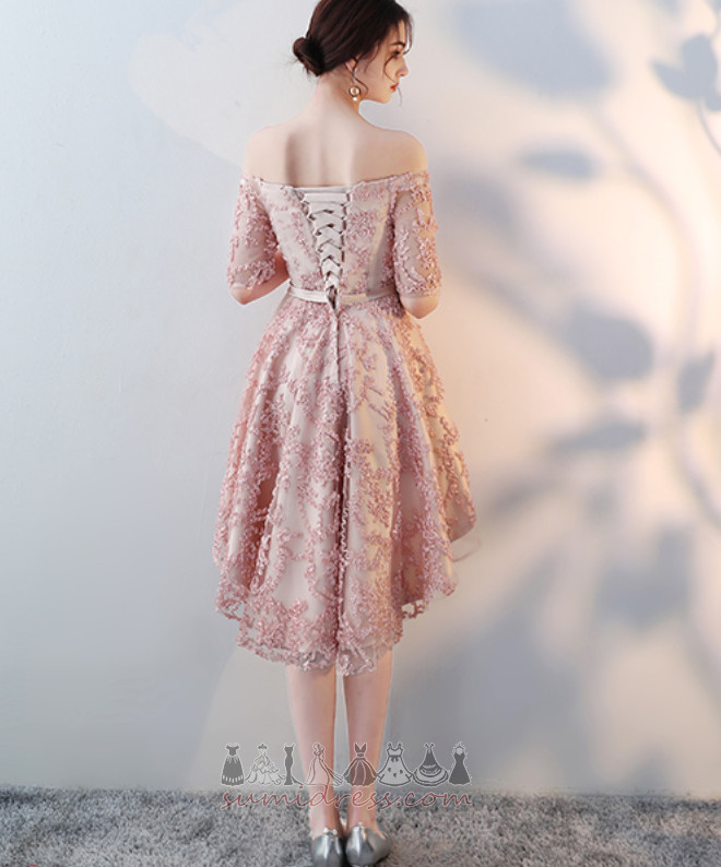 Elegantiškas Nėriniai Asimetriškas Lankas Vestuvės Peties Pamergė suknelė