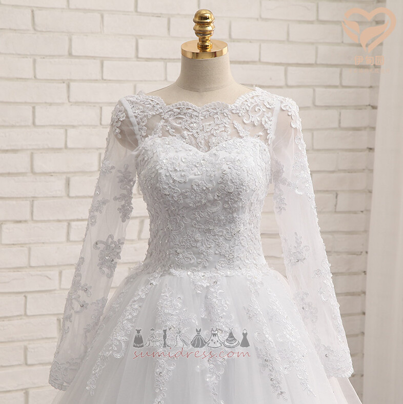 Elegantiškas Ornamento formavimas Rudenį Ilgomis rankovėmis Ilgai Linija Vestuvinės suknelė