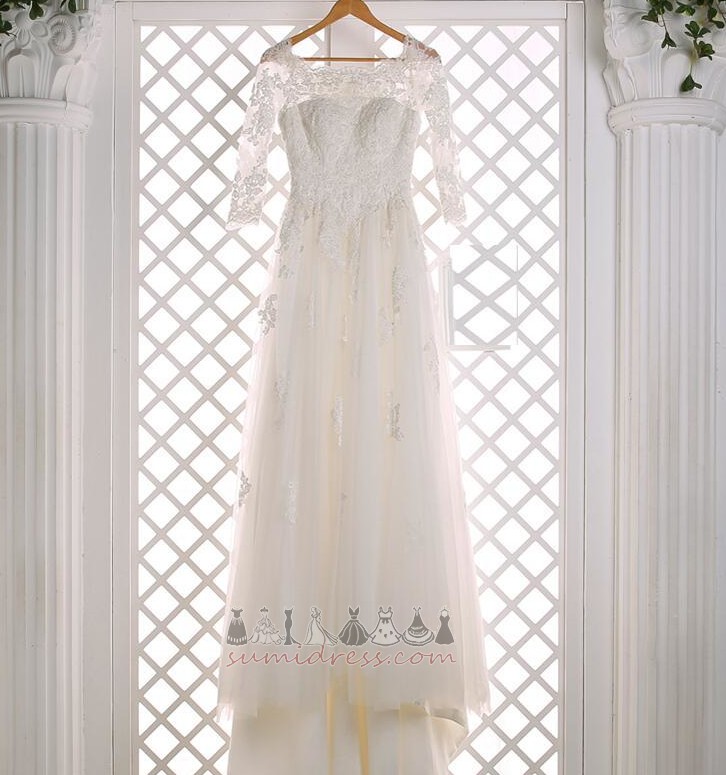 Elegantné Zips hore Vonkajší off rameno Prírodné pása Dĺžka podlahy Svadobné šaty