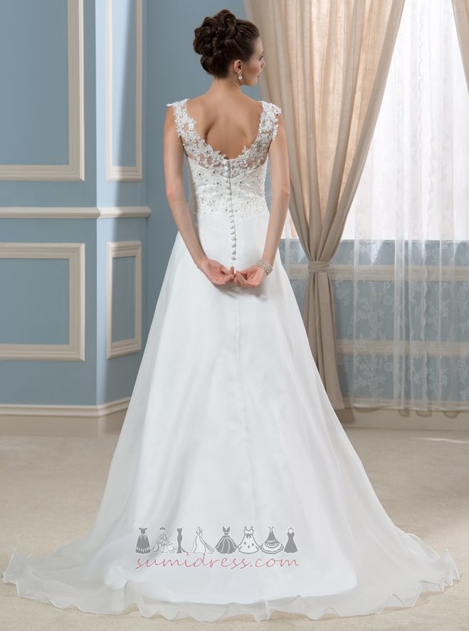 Elegantní Bez rukávů A-Line Střední pasu Kostel S hlubokým výstřihem Svatební šaty