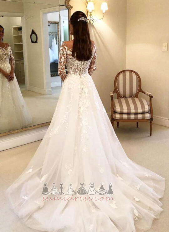 Elegantní Střední pasu Iluze Tyl pokles A-Line Svatební šaty