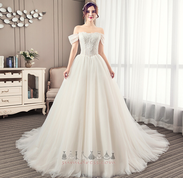 Elegantní Víčko Zip až Off-The-rameno Dlouhý A-Line Svatební šaty