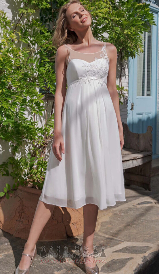 Empire Waist Applique Knee Length Outdoor Lace-up Scoop Wedding skirt