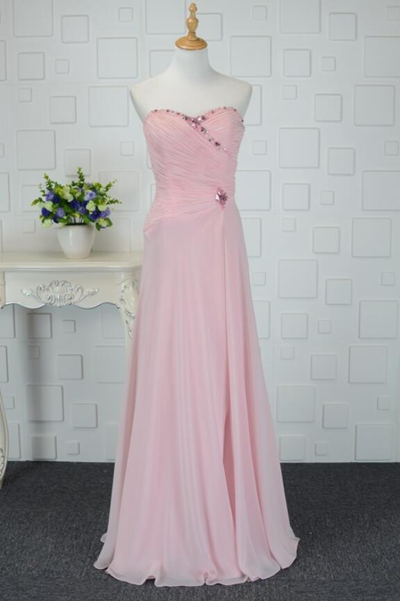 Enkel Golv-längd Sommar Chiffong A-linjeformat Hjärtformad brudtärna klänning